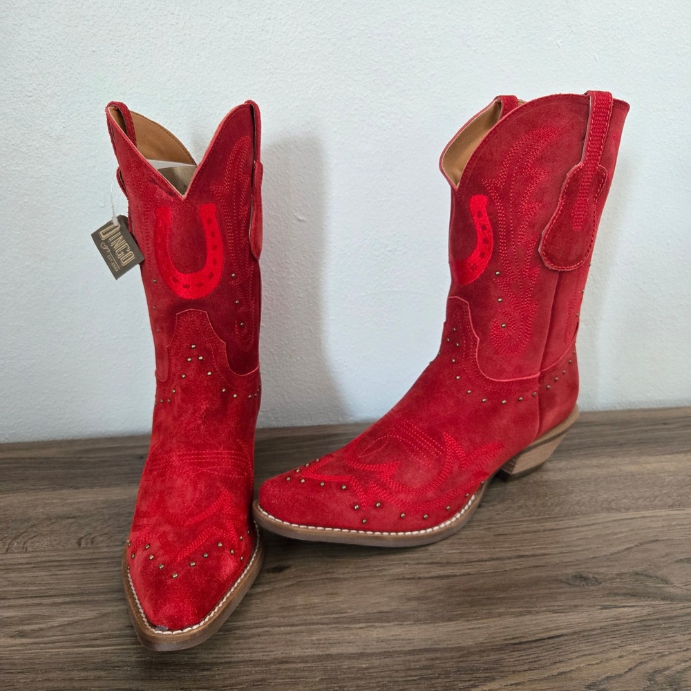 Dingo Hallmark x Opry Horseshoe Merlot Red Suede Cowboy Boots Guitar Pull Size 8